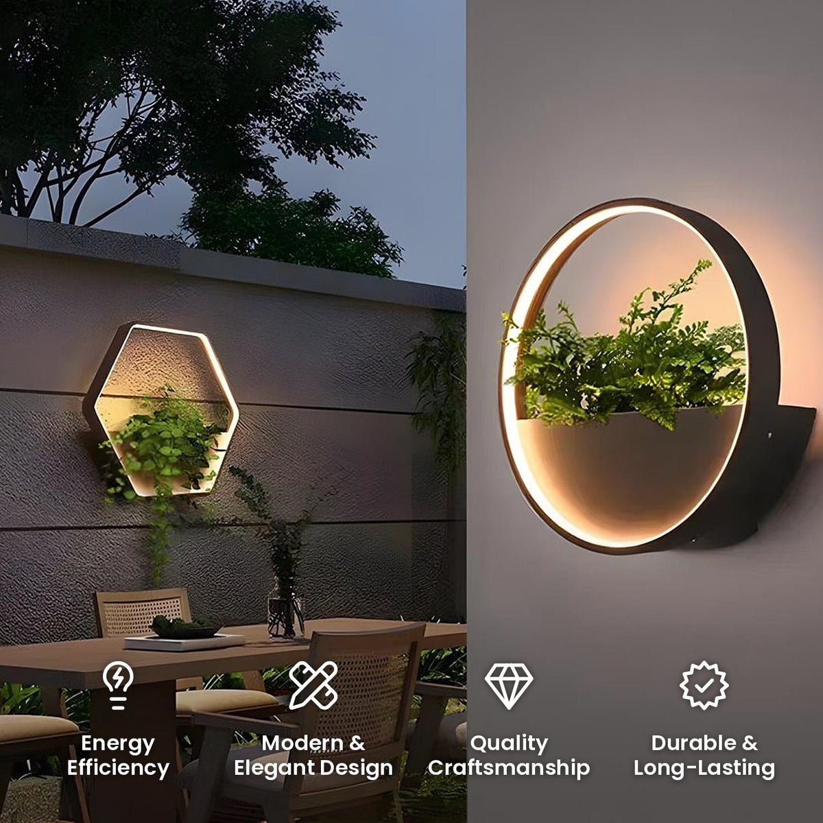 Living Planter Wall Light: energy efficiency, modern and elegant design, quality craftsmanship, durable and long-lasting