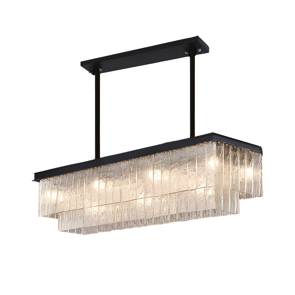 Double Layer Crystal Linear Chandelier, Iron Dining Island Light 5