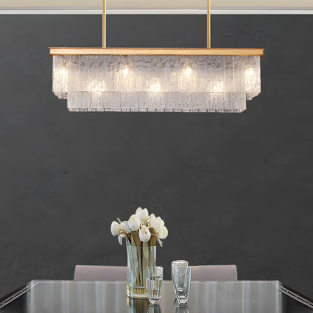Double Layer Crystal Linear Chandelier, Iron Dining Island Light 2