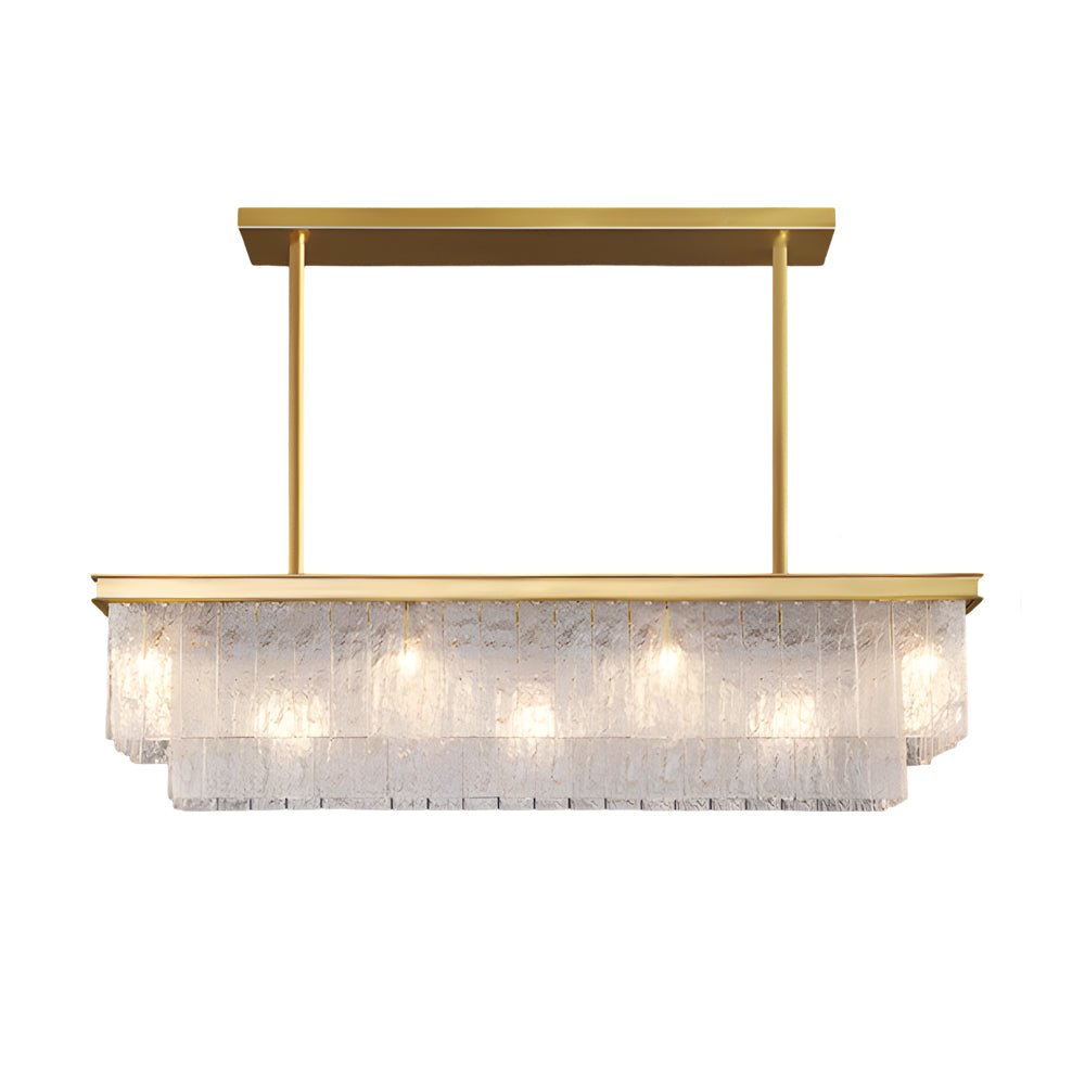 Double Layer Crystal Linear Chandelier, Iron Dining Island Light 7