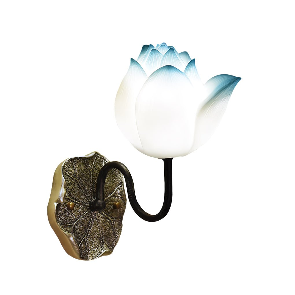 Lotus Flower Wall Sconce, Resin Dimmable Uplight Fixture, view 7