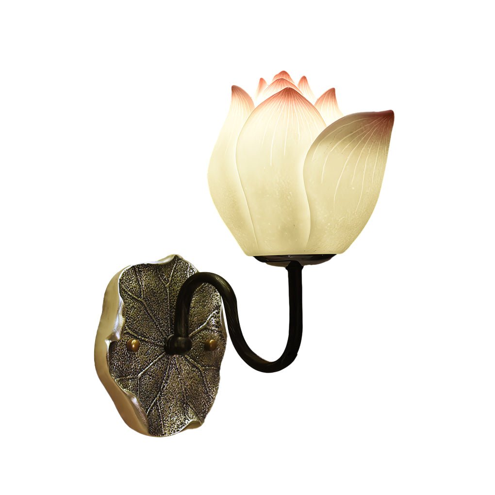 Lotus Flower Wall Sconce, Resin Dimmable Uplight Fixture, view 6