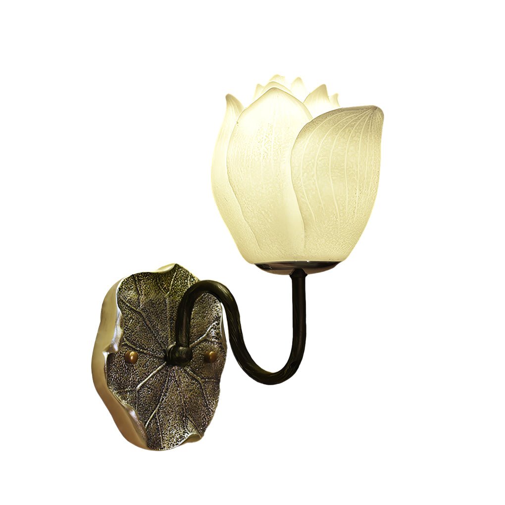 Lotus Flower Wall Sconce, Resin Dimmable Uplight Fixture, view 8