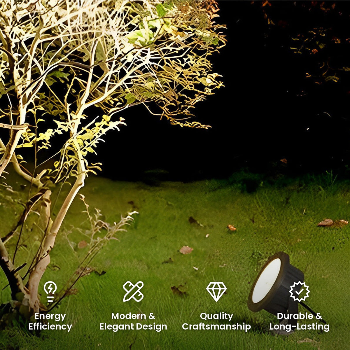 Low Voltage Tree Spotlight: energy efficiency, modern and elegant design, quality craftsmanship, durable and long-lasting