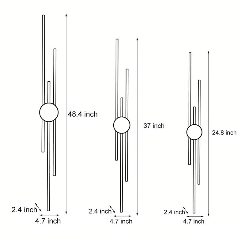 Triple Bar Linear Sconce, Iron and Acrylic Wall Light