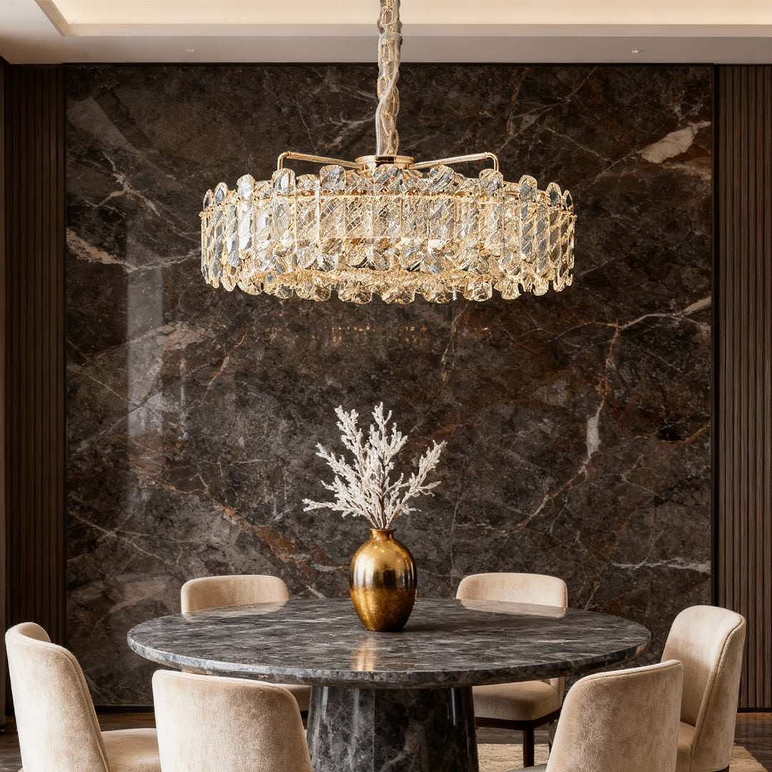 Nordic Crystal Chandelier, Carbon Steel Gold Ceiling Light, view 4
