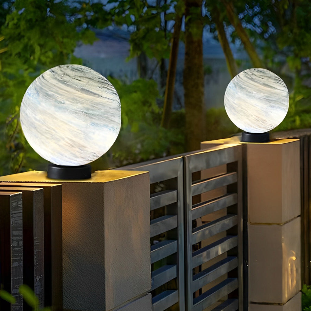 Planet Glass Globe Pillar Light, Die Cast Aluminum Post Light
