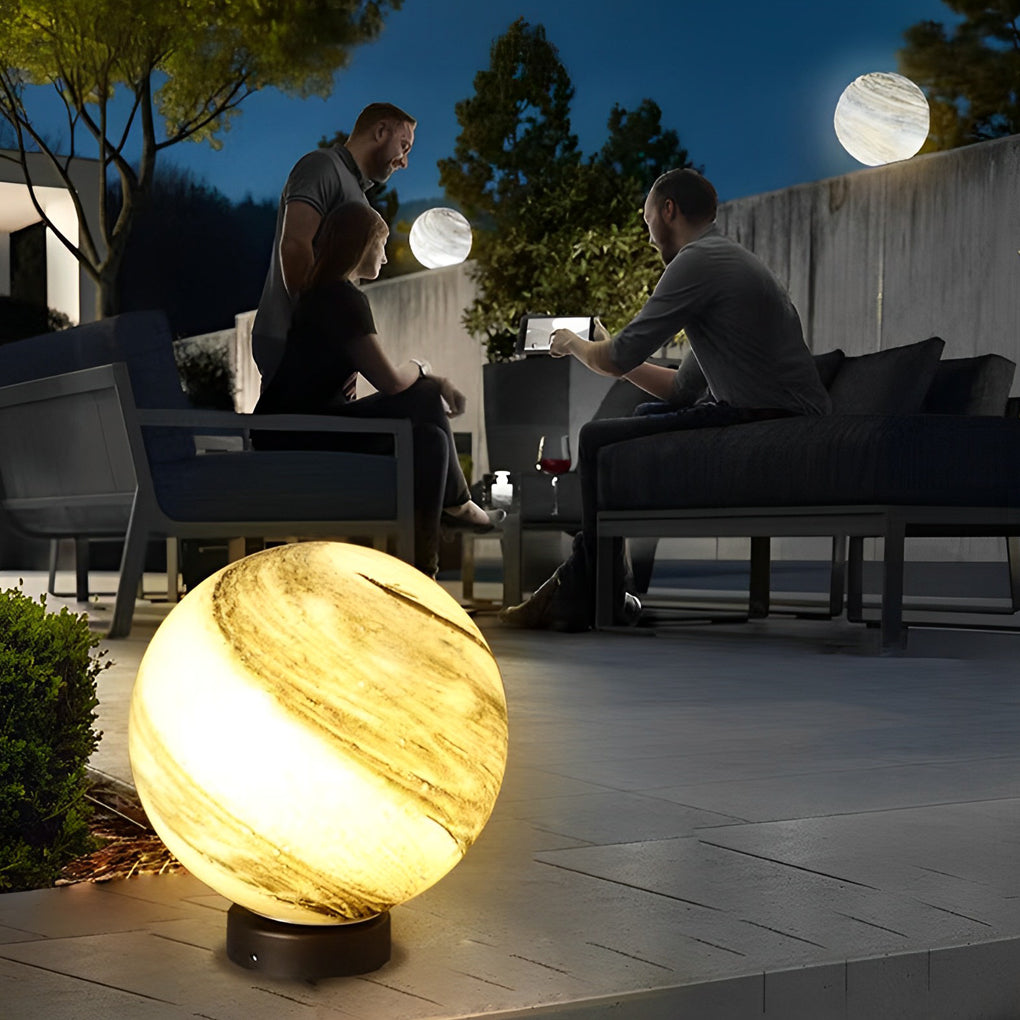 Planet Glass Globe Pillar Light, Die Cast Aluminum Post Light 5