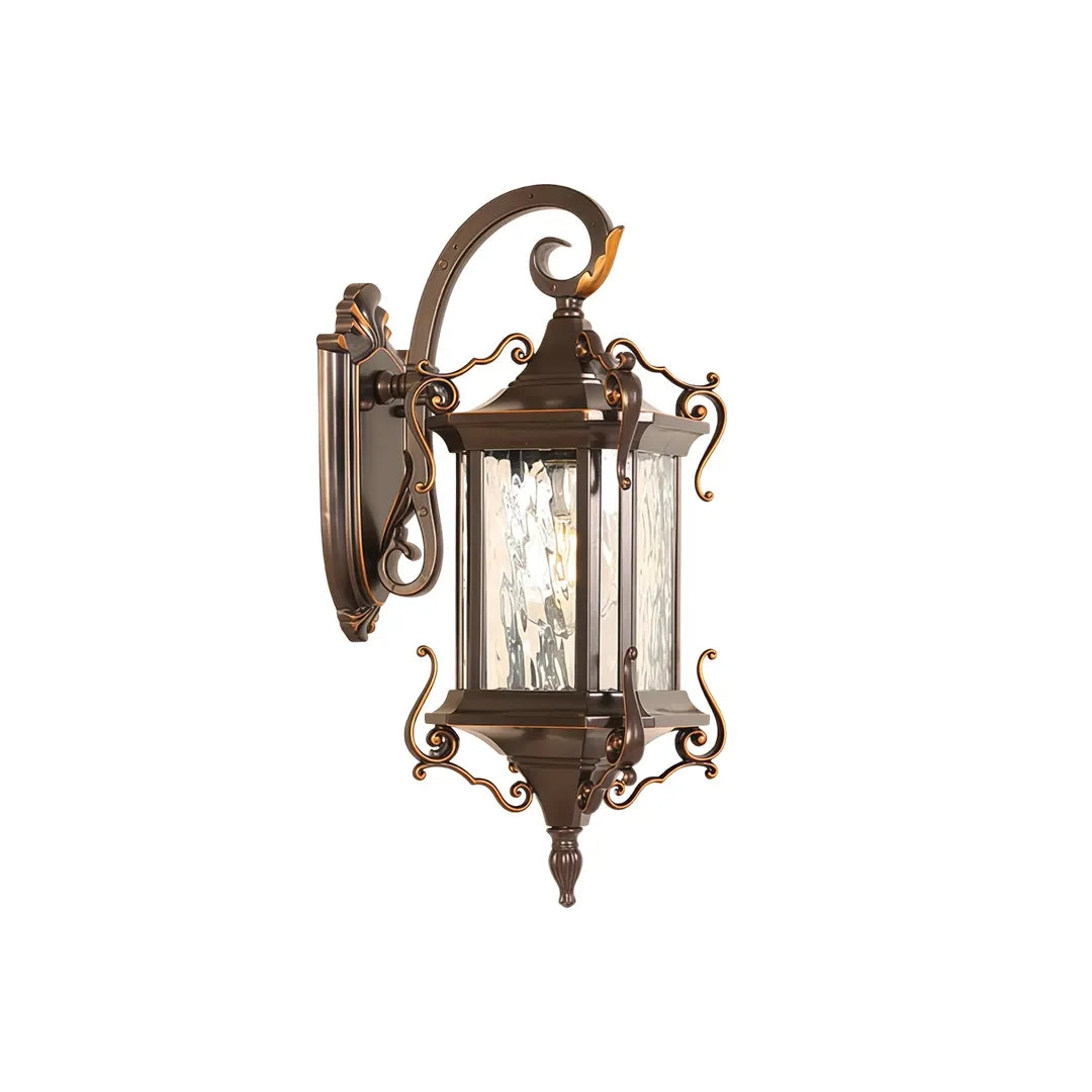 Scroll Arm Outdoor Lantern Pair, Aluminum Wall Lantern