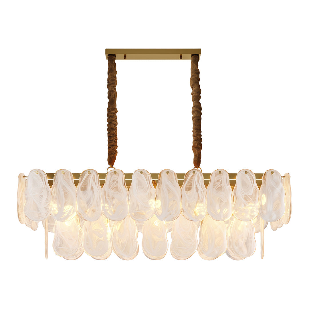 Brass frame above designer chairs