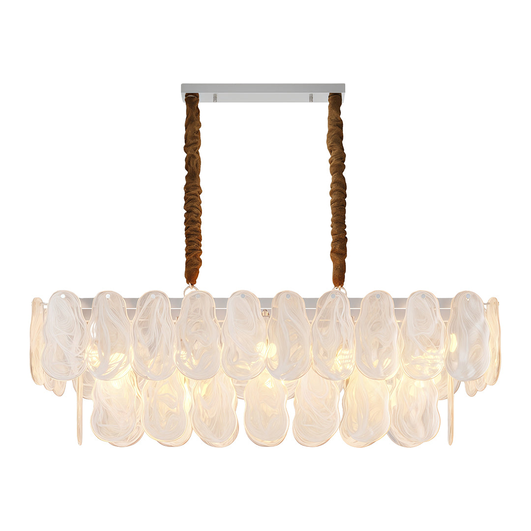 Chandelier in an open plan living and dining room