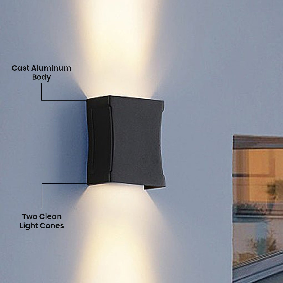 Minimal Up and Down Wall Light: Two Clean Light Cones, Cast Aluminum Body