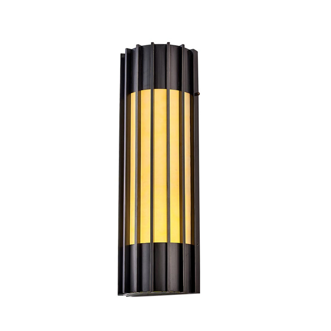 Ribbed Stone Shade Wall Sconce, Black Copper Outdoor Wall Light