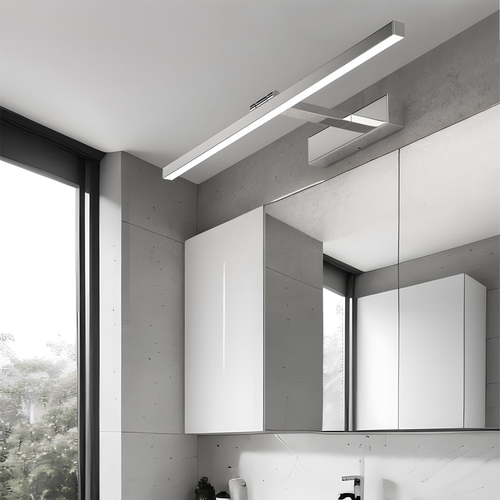 Polished Steel Vanity Light, Adjustable LED Mirror Bath Bar