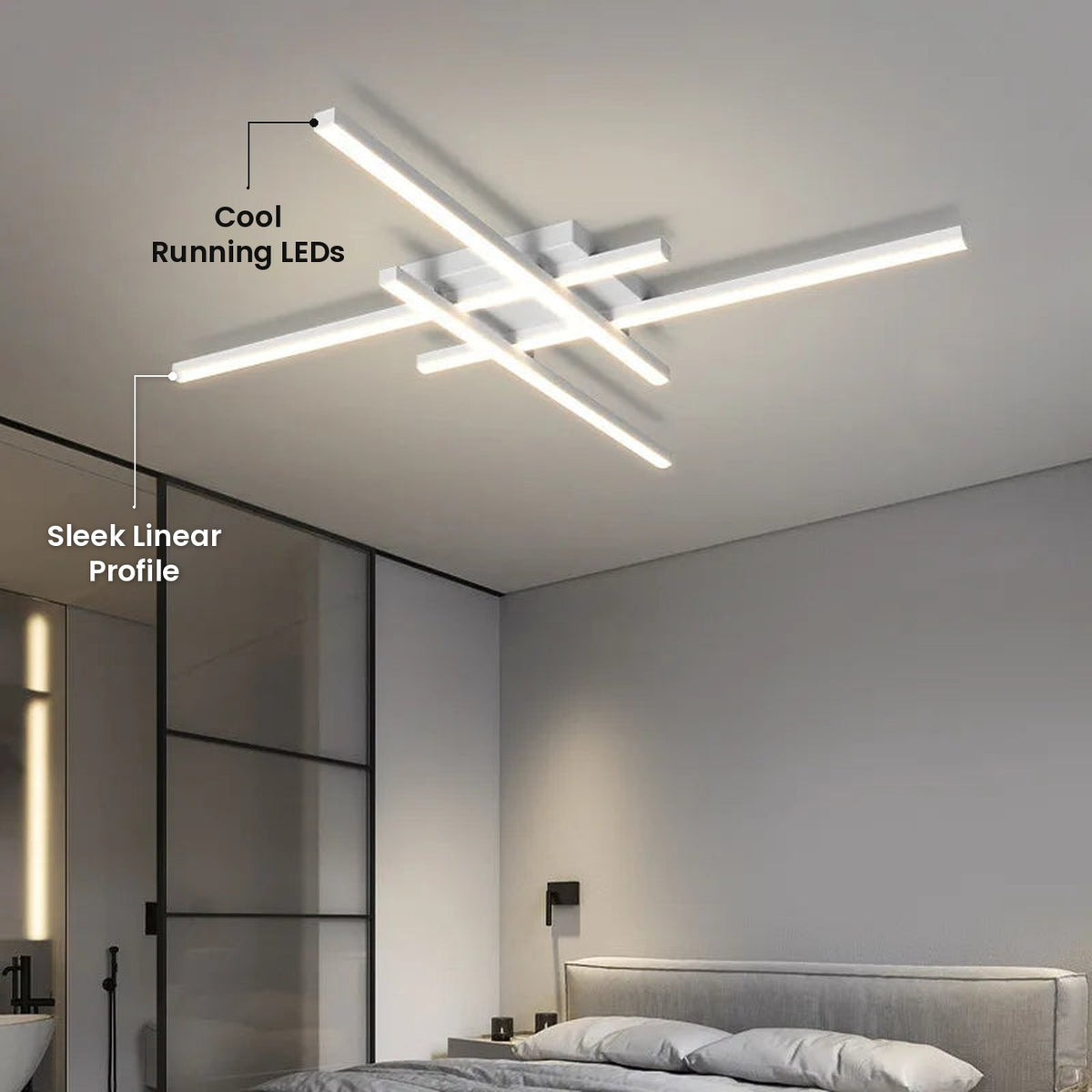 Minimalist Long Line Ceiling Light: Sleek Linear Profile, Cool Running LEDs