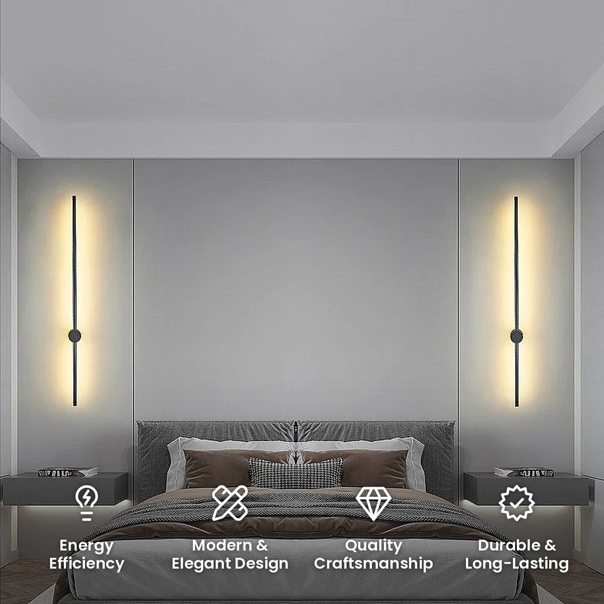 Minimalist Long Line LED Wall Lamp: energy efficiency, modern and elegant design, quality craftsmanship, durable and long-lasting
