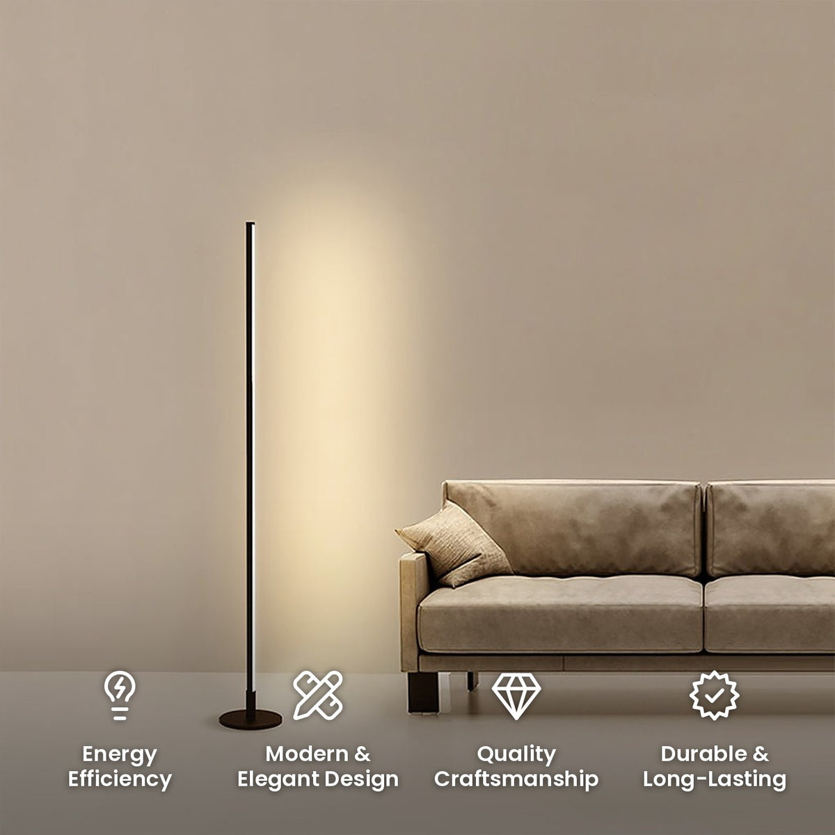 Slim Column Floor Lamp: energy efficiency, modern and elegant design, quality craftsmanship, durable and long-lasting