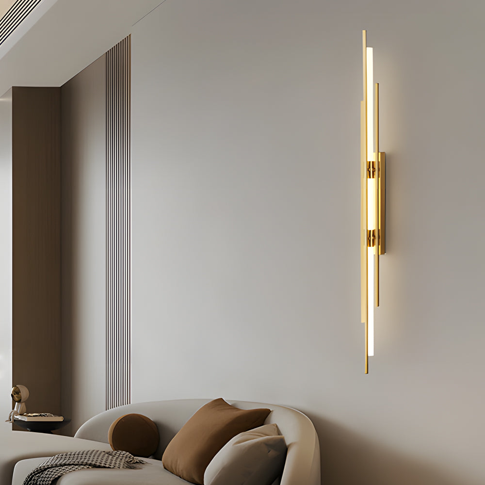 Twin Tube Wall Sconce, Black Gold or Copper Linear Light