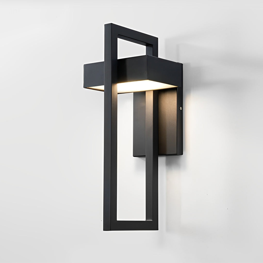 Open Frame Outdoor Wall Sconce, Black Stainless Steel LED Light 11