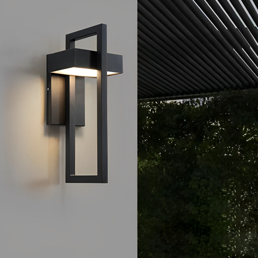 Open Frame Outdoor Wall Sconce, Black Stainless Steel LED Light 3