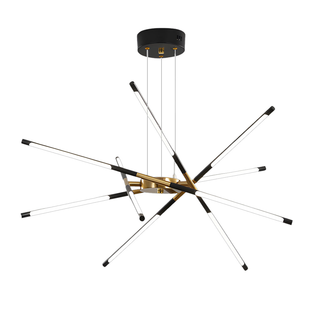 Stepless Dimming Sputnik Chandelier, Gold Rod LED