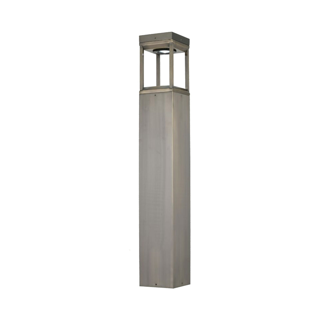 Square Column Bollard Light, Gold Finish Copper Path Light