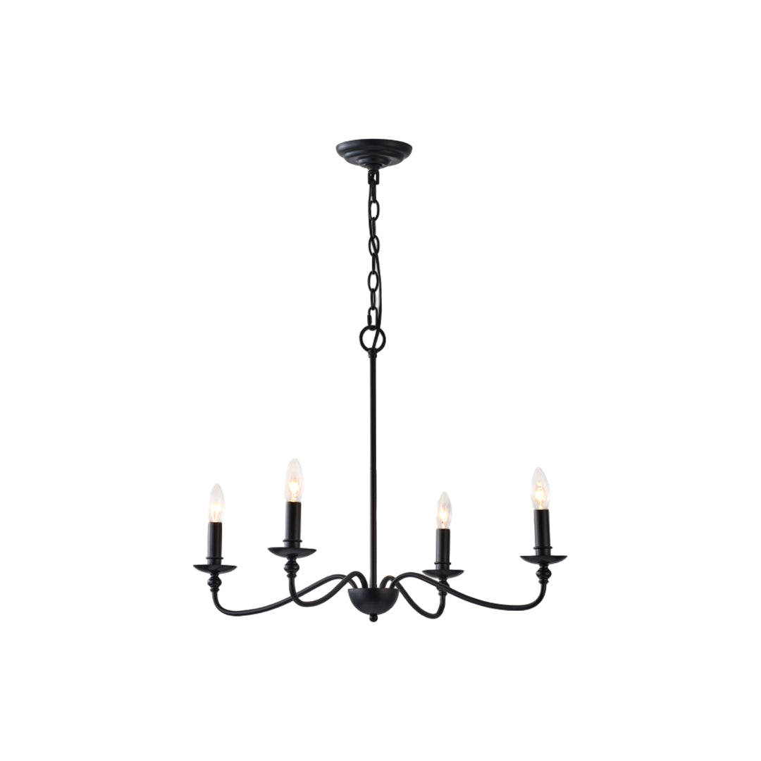 Curved Arm Brass Candle Chandelier, Minimalist Farmhouse Light 10