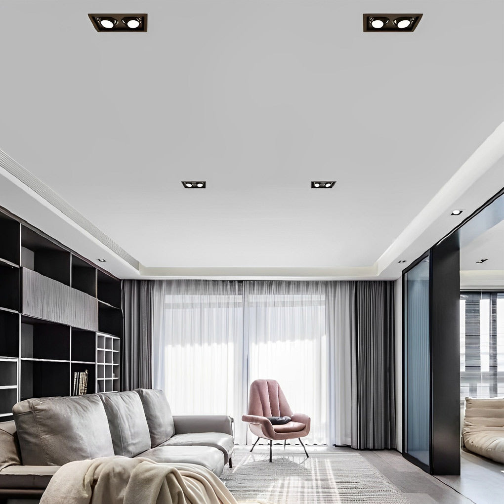 Twin Head Recessed Spotlight, Adjustable Aluminum Ceiling Light 4