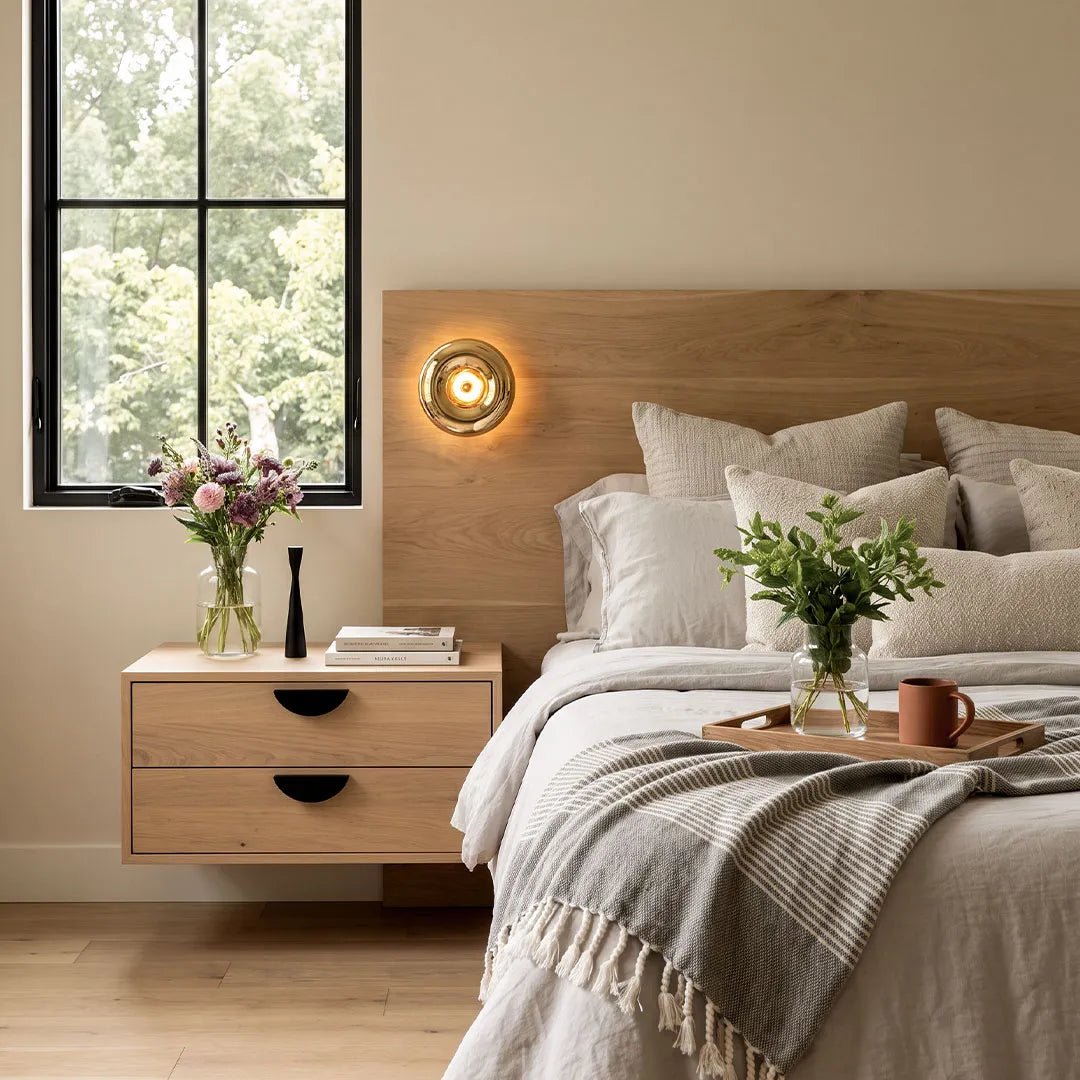Lava Glass Disc Wall Sconce, Polished Metal Accent Light