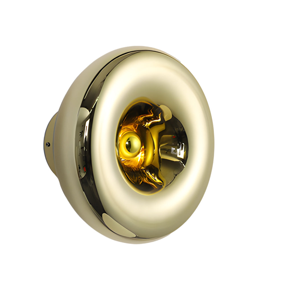 Lava Glass Disc Wall Sconce, Polished Metal Accent Light