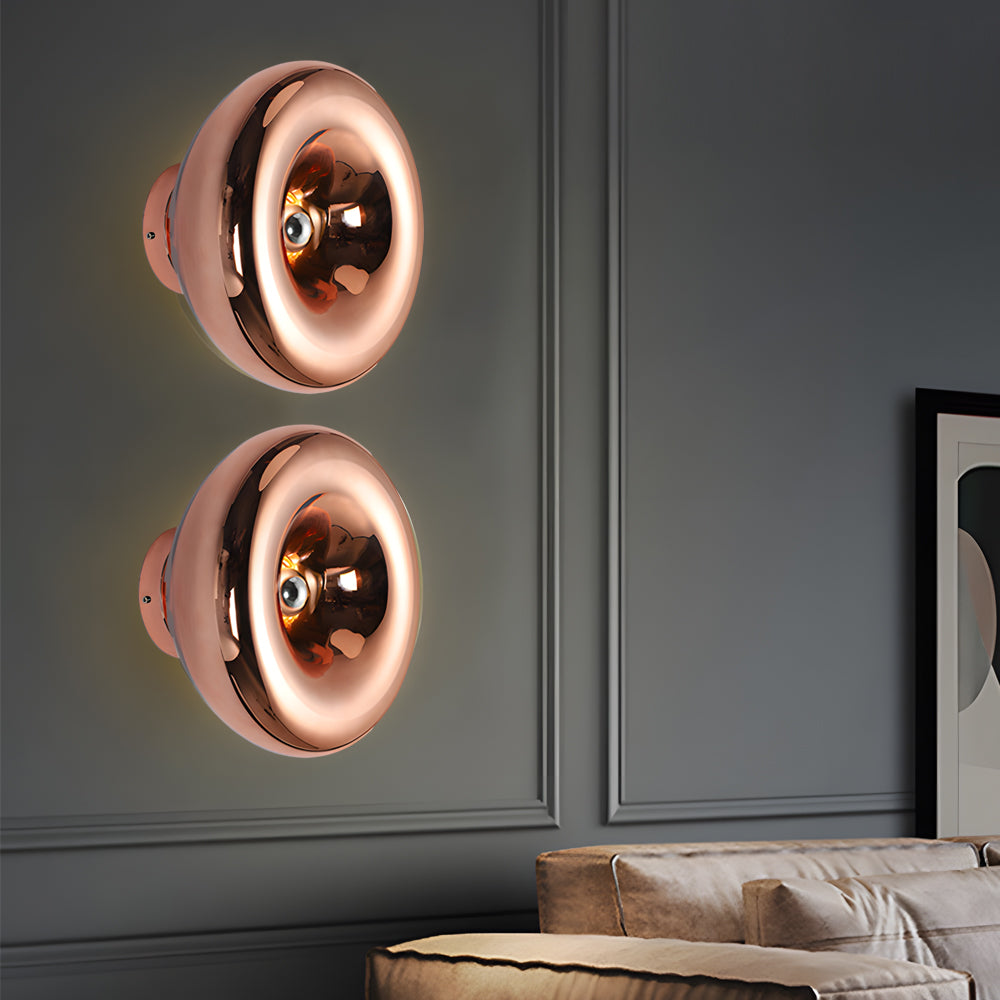 Lava Glass Disc Wall Sconce, Polished Metal Accent Light