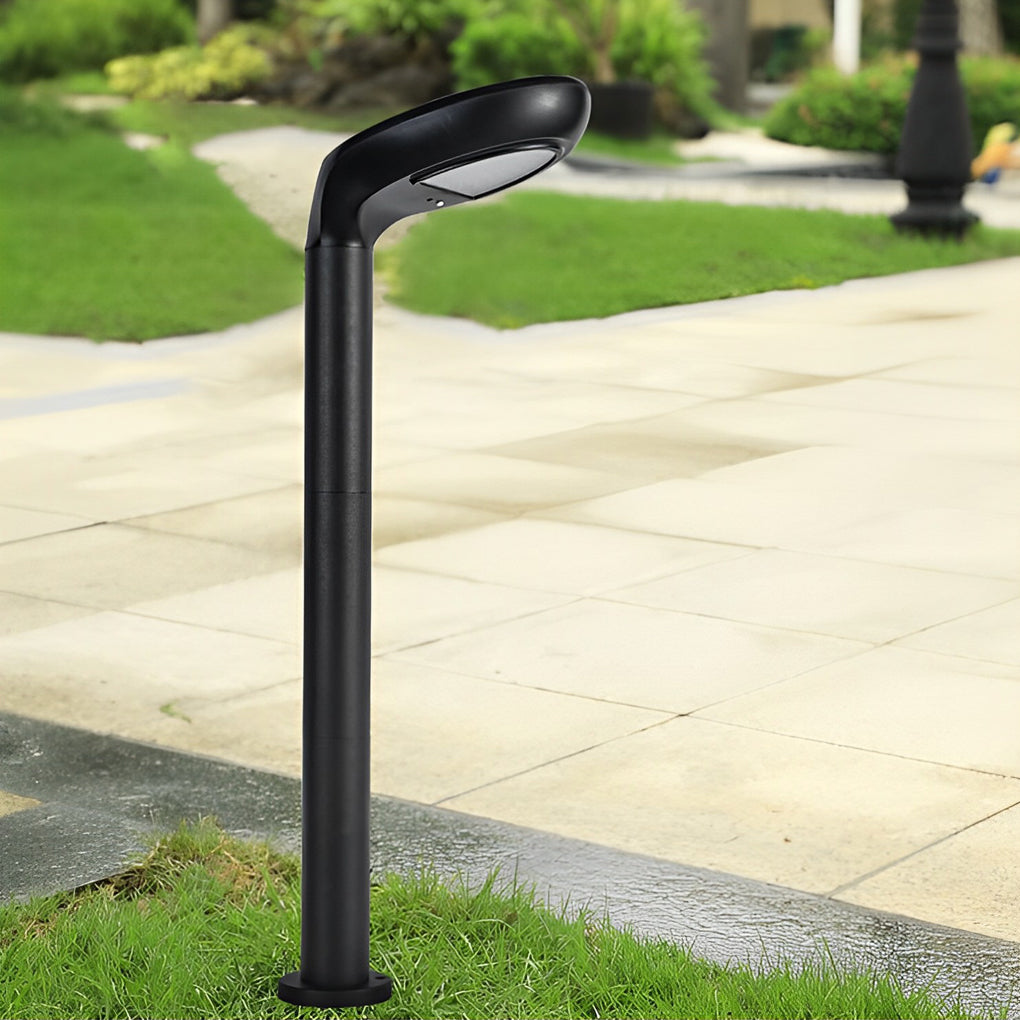 Curved Solar Bollard Light, Hooded Aluminum Garden Light, view 9