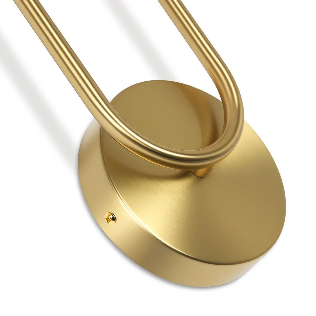 Loop Arm Double Wall Sconce, Gold and Black Metal Light