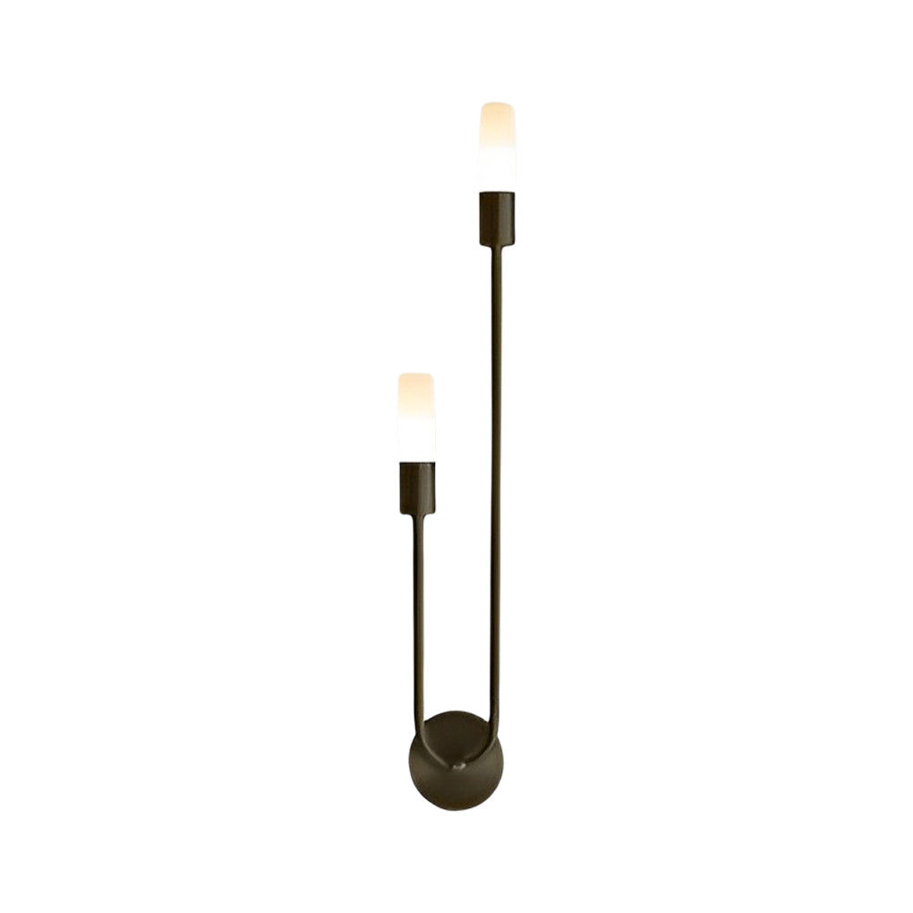 Loop Arm Double Wall Sconce, Gold and Black Metal Light