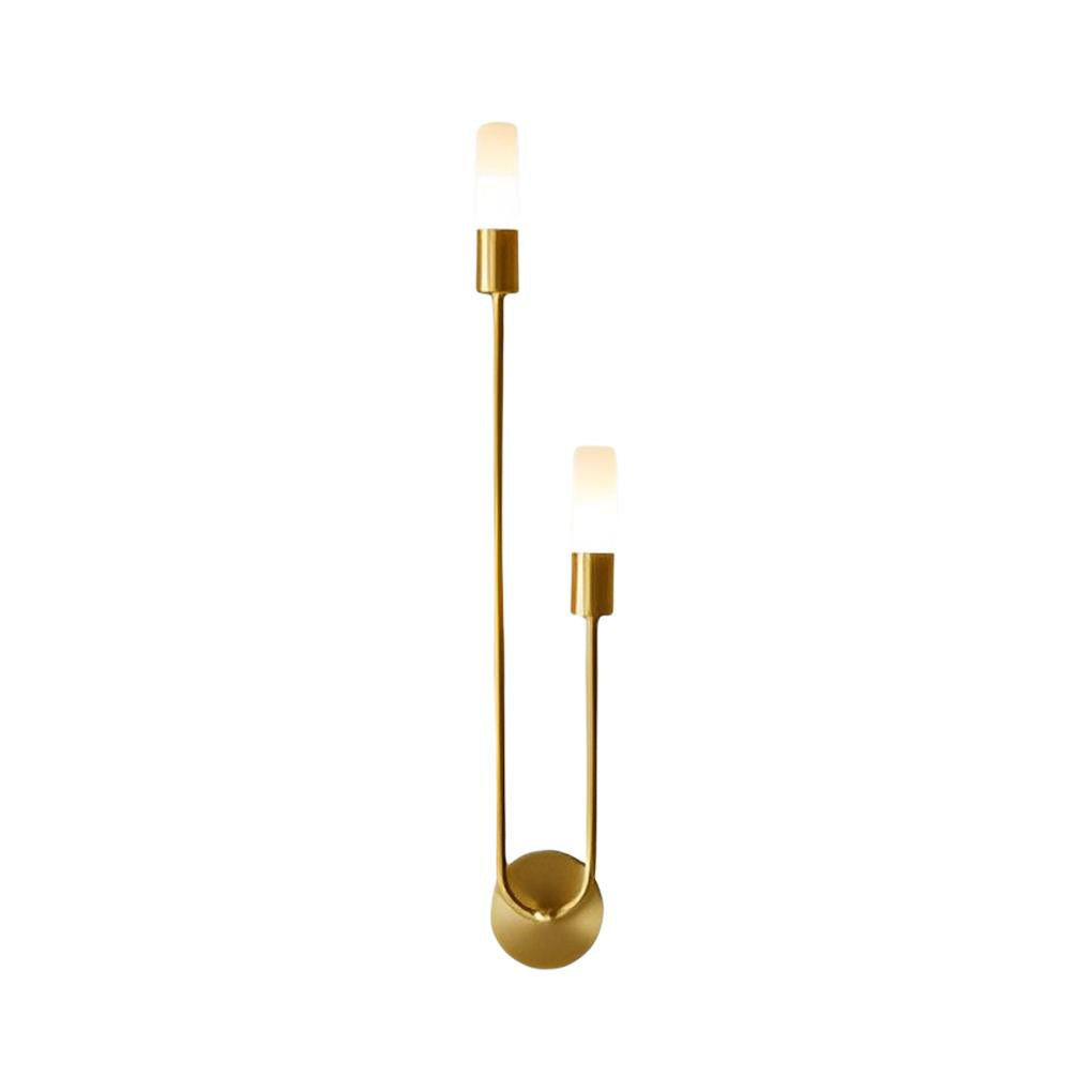 Loop Arm Double Wall Sconce, Gold and Black Metal Light