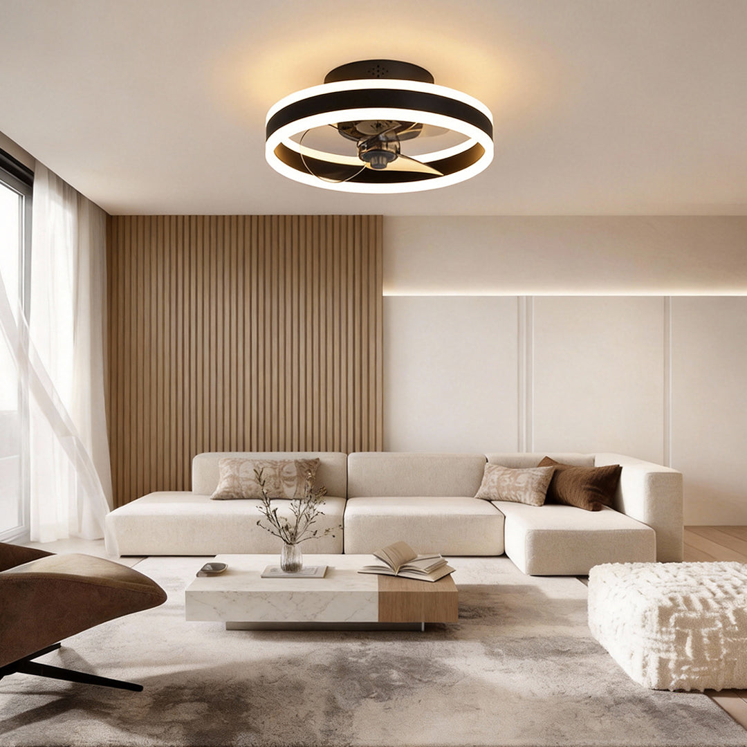 Halo Ring Ceiling Fan with Light, Low Profile Flush Mount Fan 2