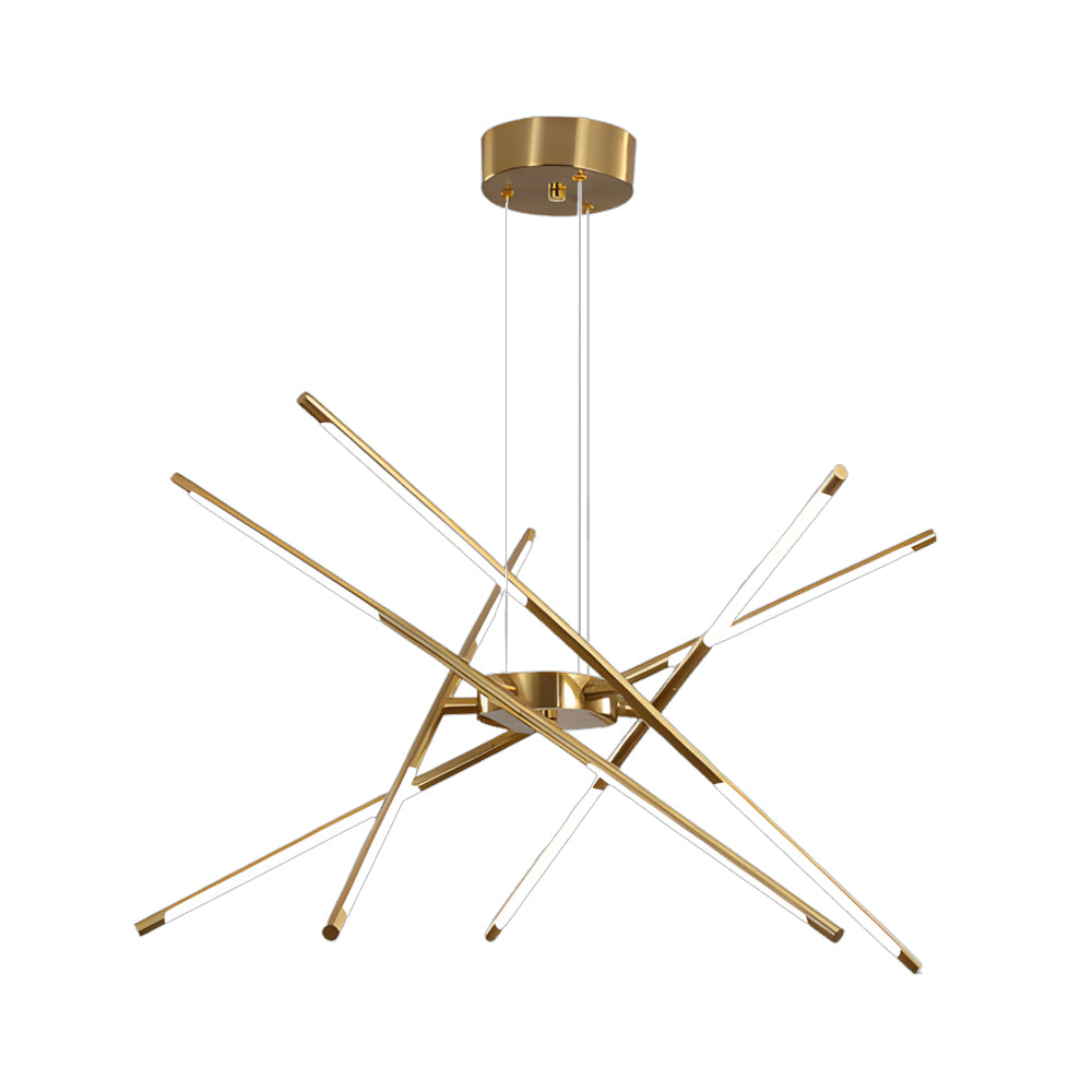 Stepless Dimming Sputnik Chandelier, Gold Rod LED