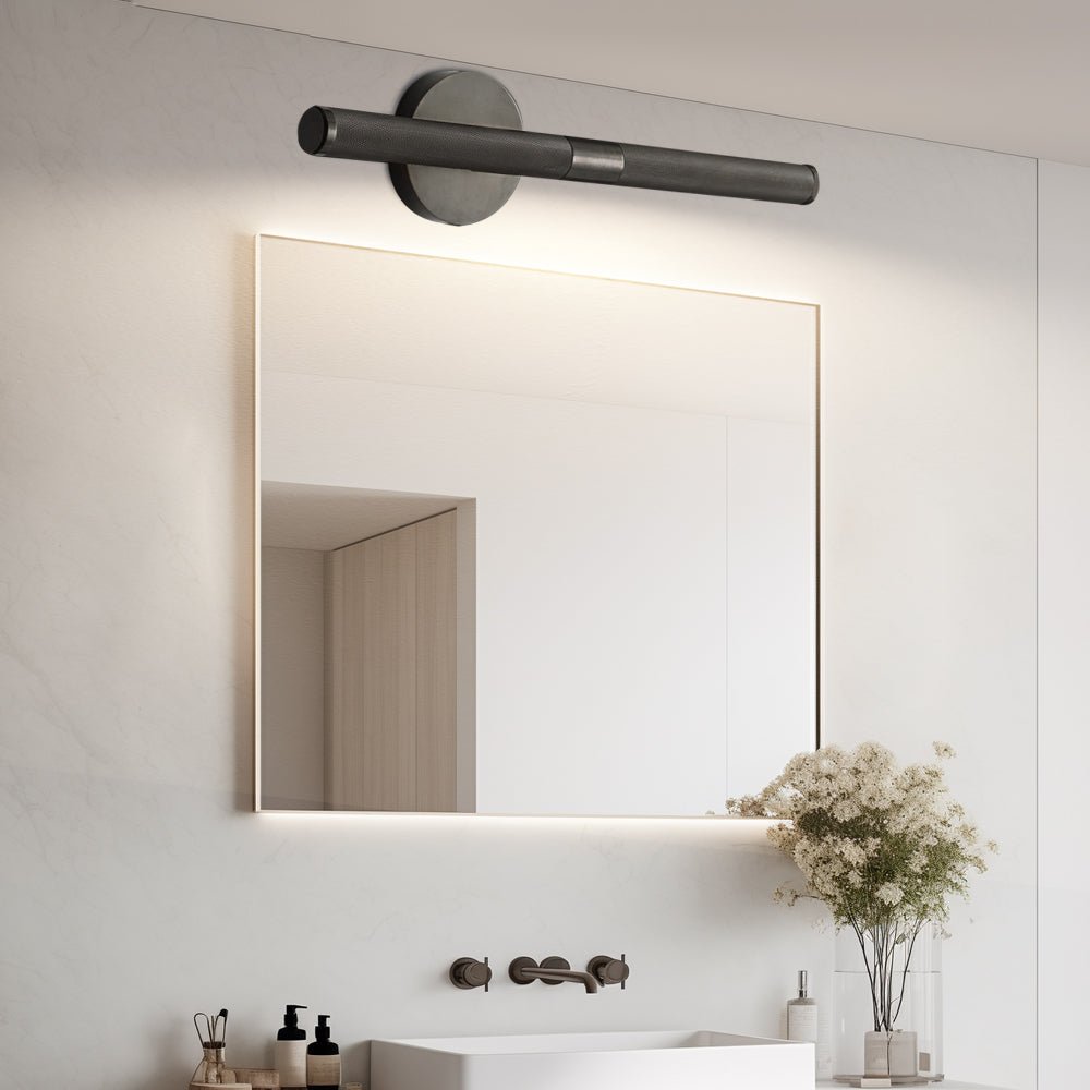 Ribbed Tube Vanity Light Bar, Metal Bathroom Mirror Light