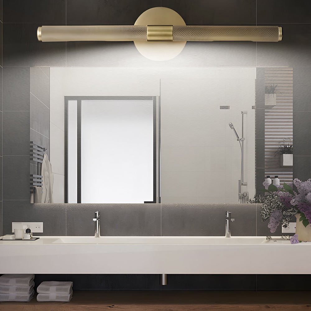 Ribbed Tube Vanity Light Bar, Metal Bathroom Mirror Light