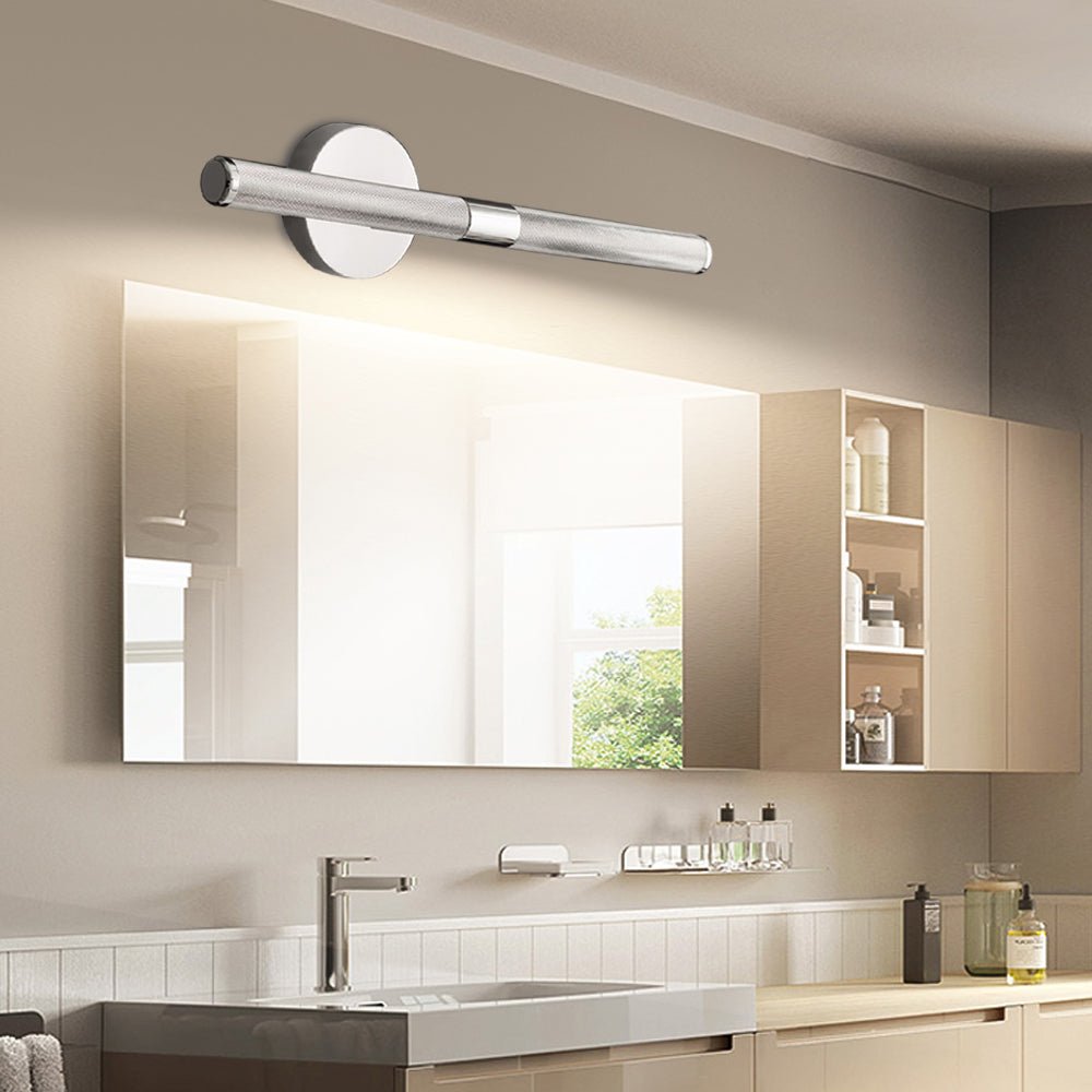 Ribbed Tube Vanity Light Bar, Metal Bathroom Mirror Light