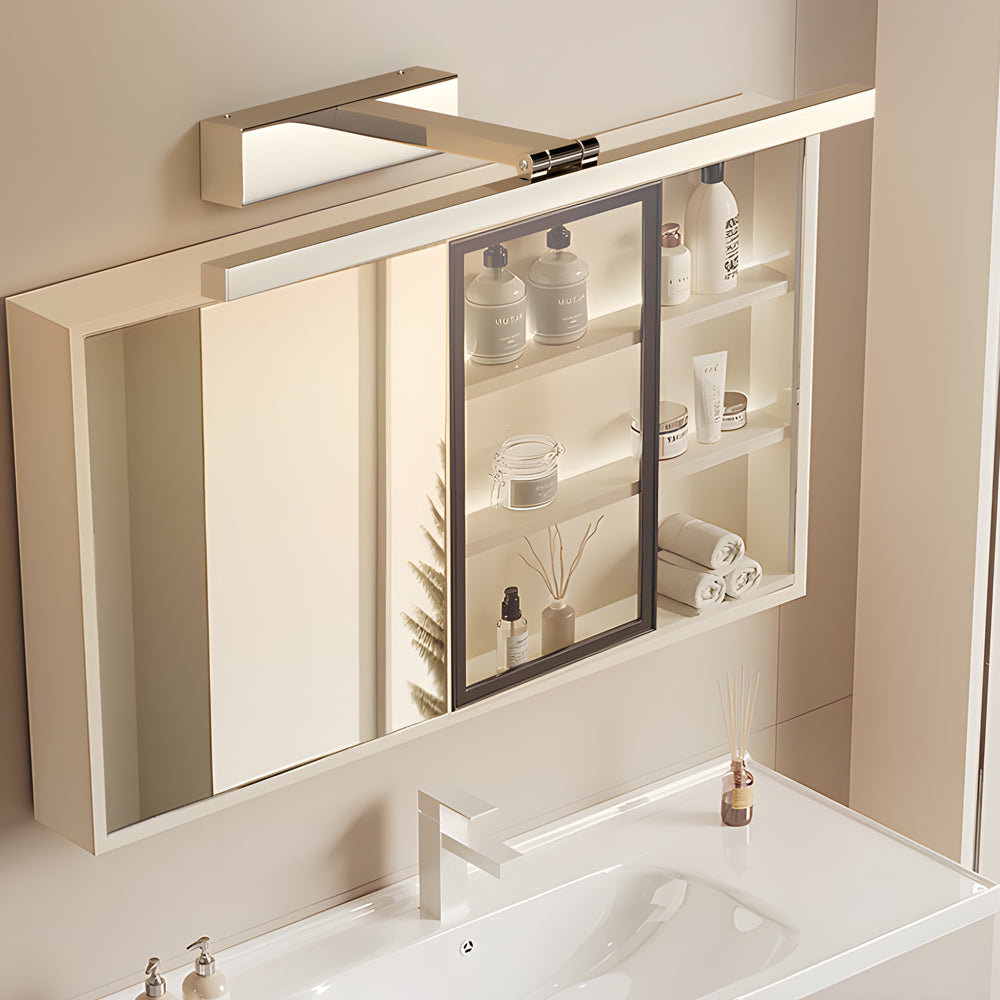 Polished Steel Vanity Light, Adjustable LED Mirror Bath Bar