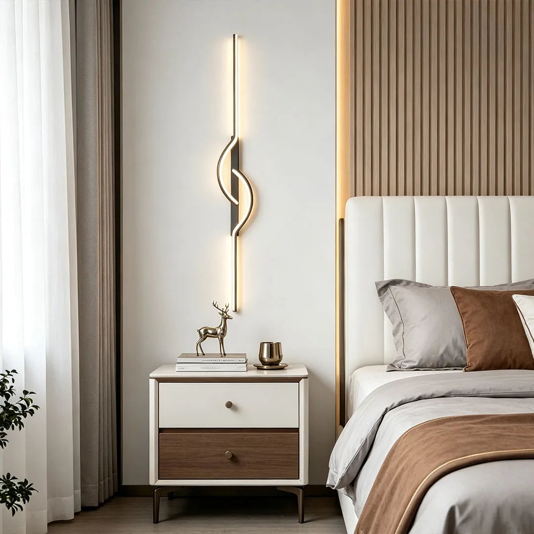 Modern Linear Wall Sconce, Creative Black Aluminum Strip, view 6