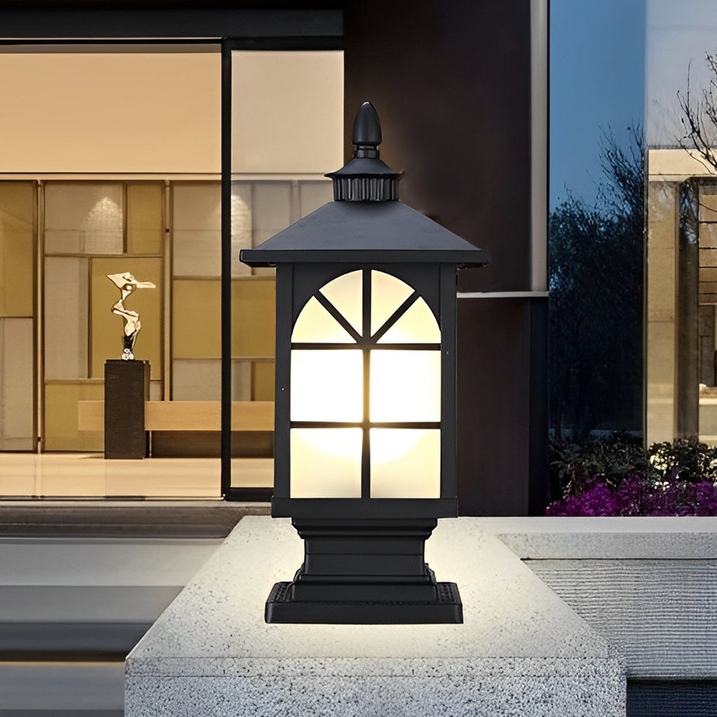 Lantern Pillar Light, Die Cast Aluminum Fence Post Cap Light 13