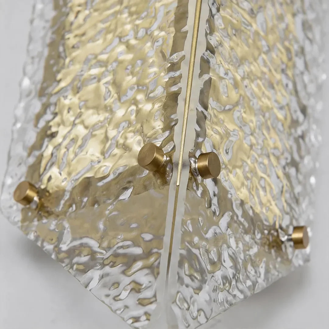 Gilded Facet Outdoor Sconce, Gold Steel Wall Lantern