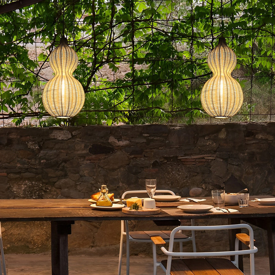 Woven Gourd Outdoor Pendant, Natural Rattan Hanging Light 3