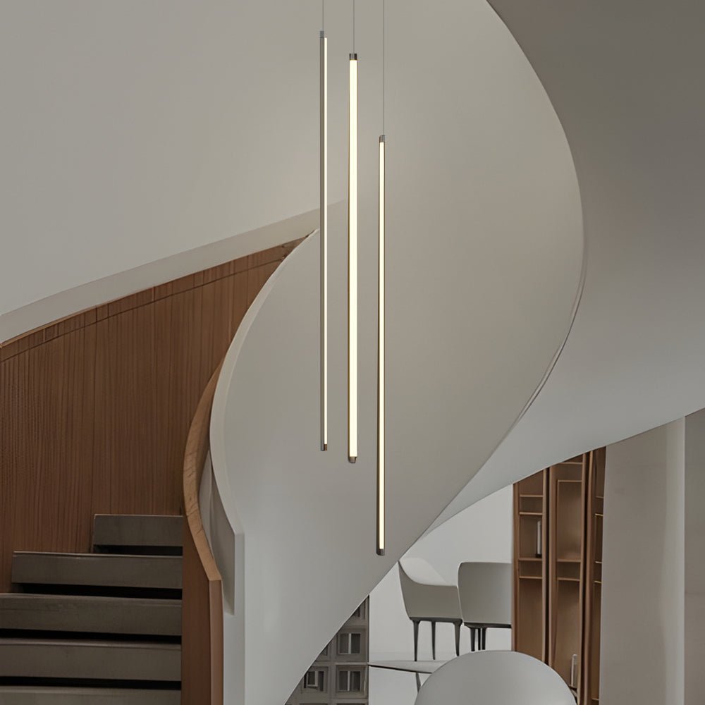 Slim Tube Spiral Staircase Chandelier, Black Aluminum Drop Light 4