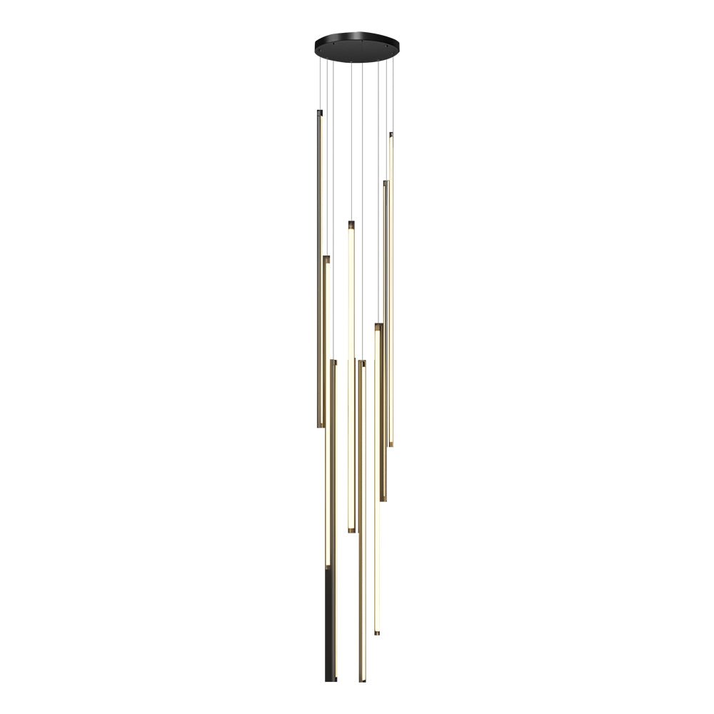 Slim Tube Spiral Staircase Chandelier, Black Aluminum Drop Light 12