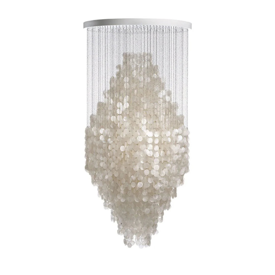 Pearl Shell Staircase Chandelier, Natural Seashell Long Drop Light 5