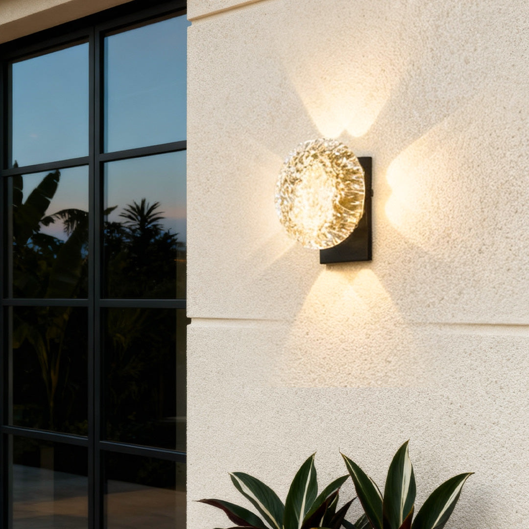 Pebble Shade Outdoor Wall Light, Black Aluminum Porch Light