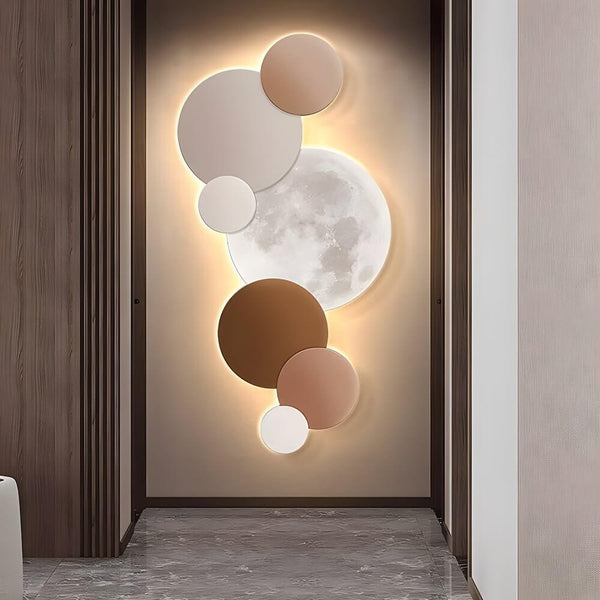 Moon Phase Circles LED Wall Art